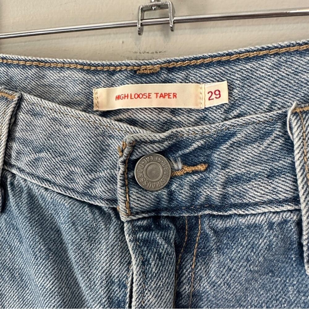 Levi's Premium High Loose Taper Jeans 29 Here To Stay Distressed Light Wash - Picture 6 of 14